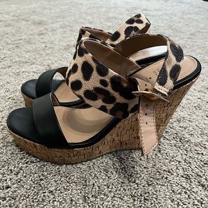 Call it Spring Black and Leopard Wedges 🐆